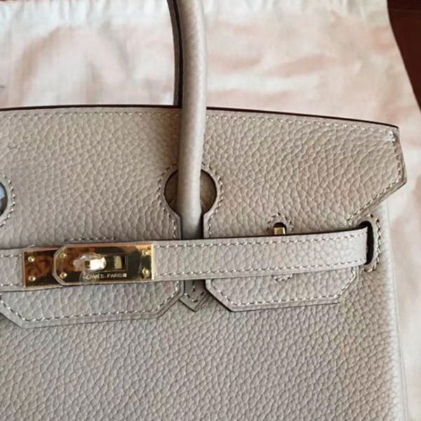Sac à main Birkin 25 cm gris imitation AAAAA Hermès – Image 6