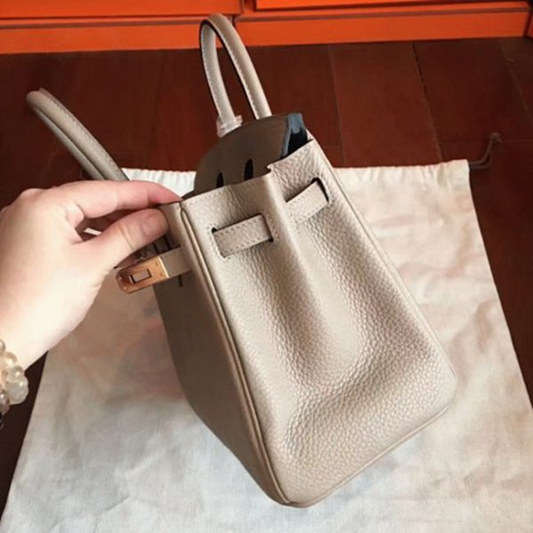 Sac à main Birkin 25 cm gris imitation AAAAA Hermès – Image 2