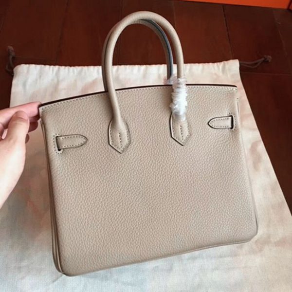 Sac à main Birkin 25 cm gris imitation AAAAA Hermès – Image 3