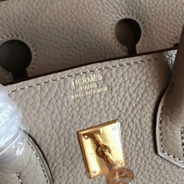 Sac à main Birkin 25 cm gris imitation AAAAA Hermès – Image 7