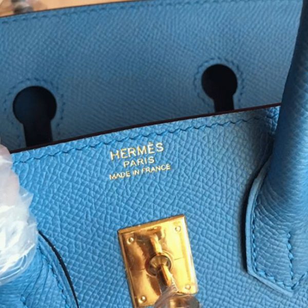 Faux de haute qualité Hermes Birkin 25cm sac bleu paradiso – Image 7