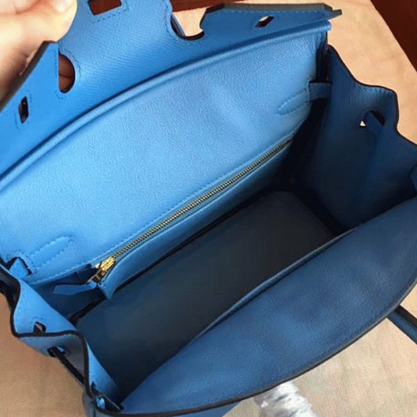 Faux de haute qualité Hermes Birkin 25cm sac bleu paradiso – Image 8