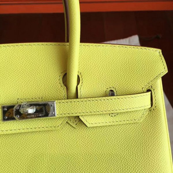 Sac de luxe Hermès Birkin 25 cm fait main jaune – Image 4