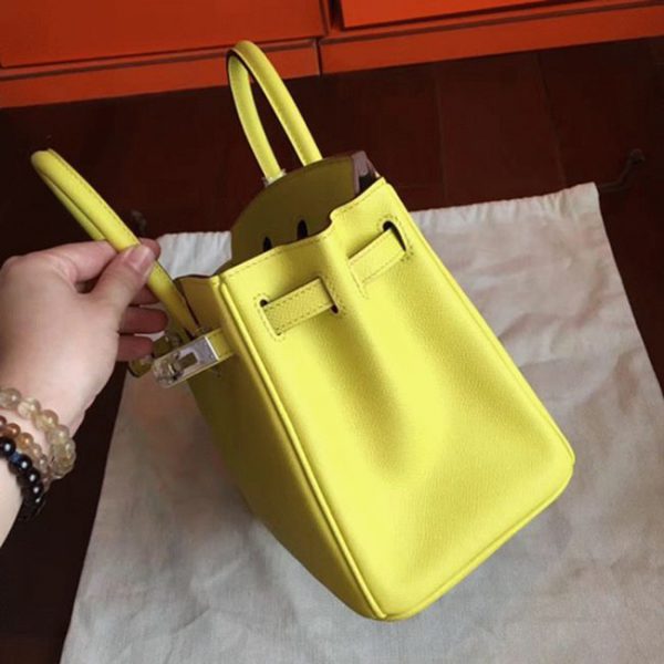 Sac de luxe Hermès Birkin 25 cm fait main jaune – Image 3