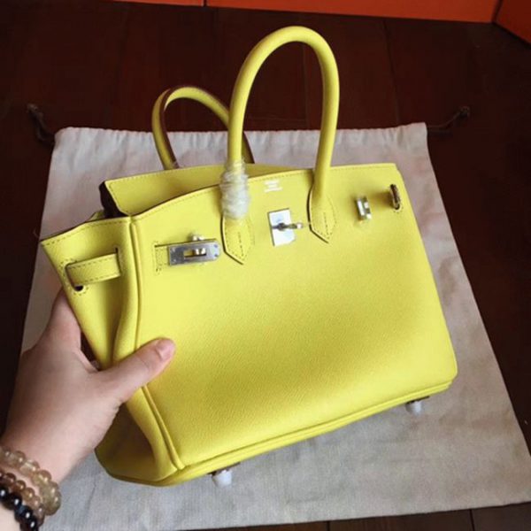 Sac de luxe Hermès Birkin 25 cm fait main jaune – Image 2