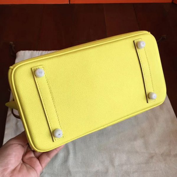 Sac de luxe Hermès Birkin 25 cm fait main jaune – Image 7
