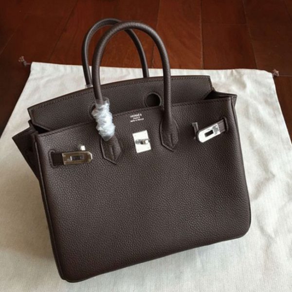 Réplique du sac Hermès Birkin 25 cm fait main Café – Image 3