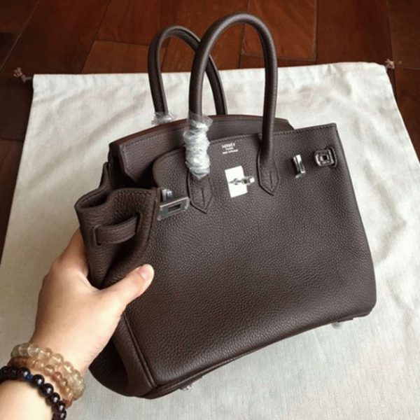 Réplique du sac Hermès Birkin 25 cm fait main Café – Image 4