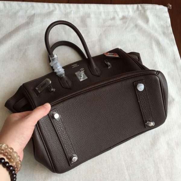 Réplique du sac Hermès Birkin 25 cm fait main Café – Image 6