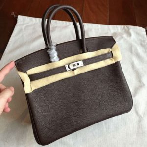Réplique du sac Hermès Birkin 25 cm fait main Café