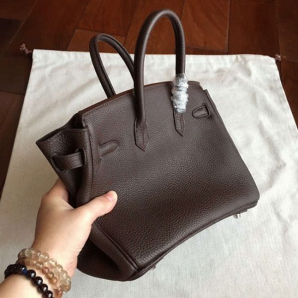 Réplique du sac Hermès Birkin 25 cm fait main Café – Image 8