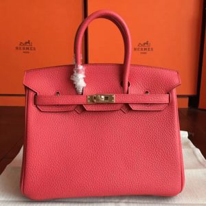Contrefaçon de luxe 1:1 Hermes Birkin 25cm sac à main bougainvillier