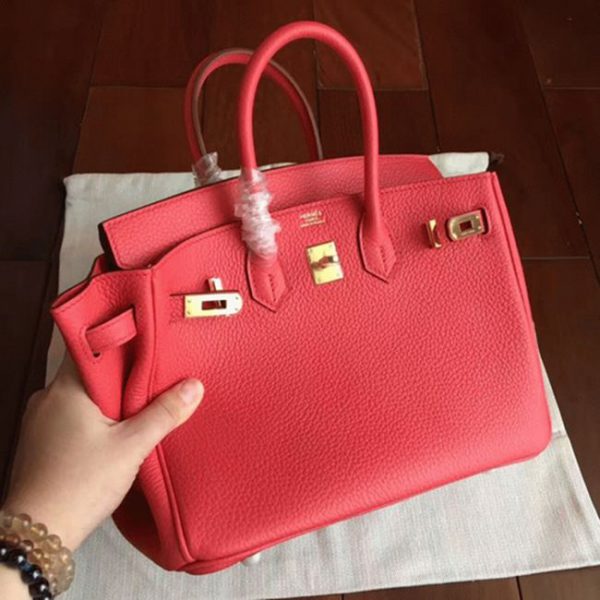 Contrefaçon de luxe 1:1 Hermes Birkin 25cm sac à main bougainvillier – Image 2