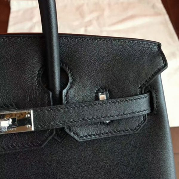 Réplique de sac Hermès Birkin 25 cm de haute qualité, noir – Image 3