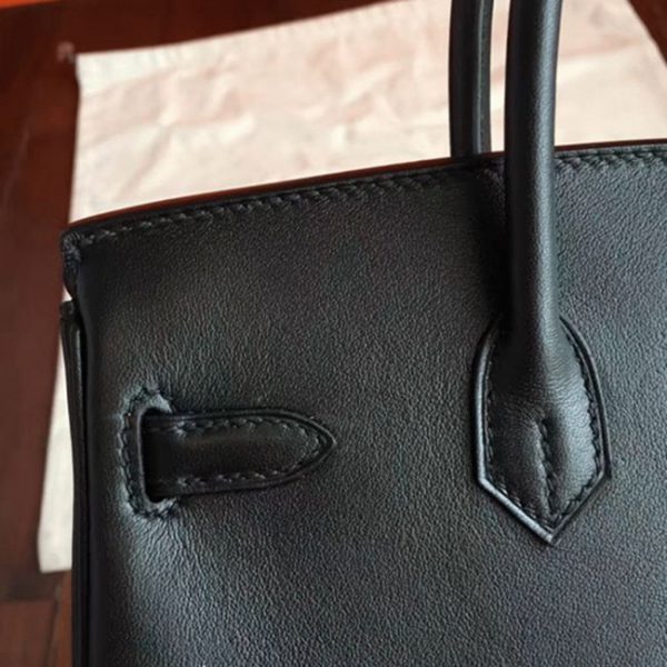 Réplique de sac Hermès Birkin 25 cm de haute qualité, noir – Image 4