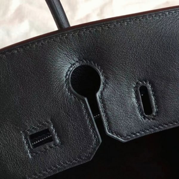 Réplique de sac Hermès Birkin 25 cm de haute qualité, noir – Image 5