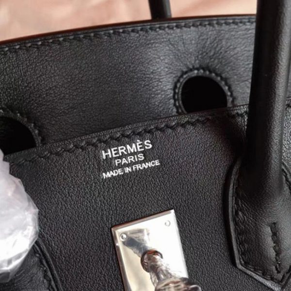 Réplique de sac Hermès Birkin 25 cm de haute qualité, noir – Image 7