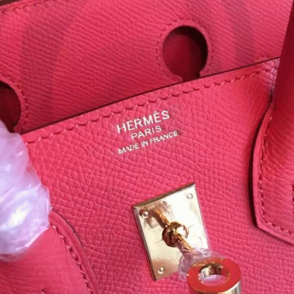 Contrefaçon AAA Hermes Birkin 25cm sac rose rouge – Image 6