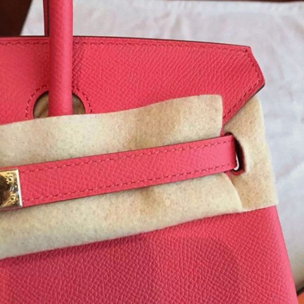 Contrefaçon AAA Hermes Birkin 25cm sac rose rouge – Image 8