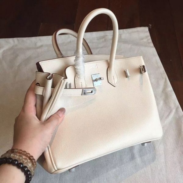 Réplique bon marché Hermes Birkin 25cm sac à main beige – Image 2