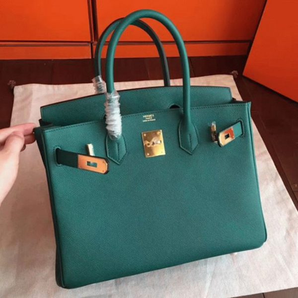 Copie de haute qualité Hermes Birkin 30cm sac à main malachite – Image 5