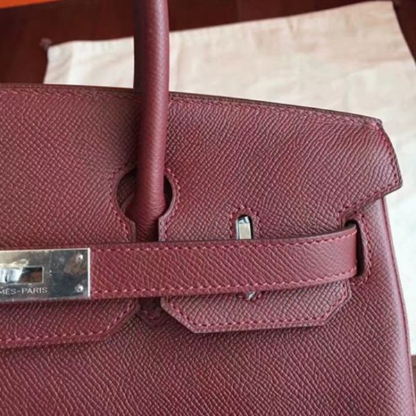 Contrefaçon de créateur Hermes Birkin 30cm sac à main bordeaux – Image 3