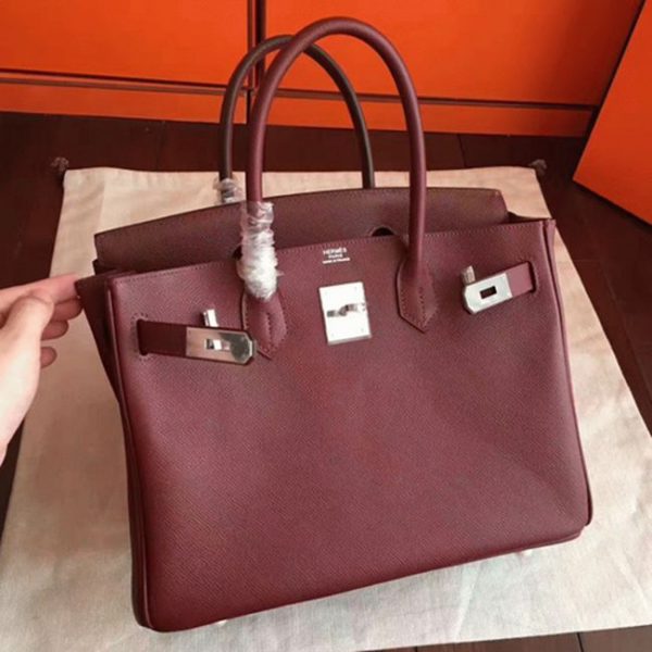Contrefaçon de créateur Hermes Birkin 30cm sac à main bordeaux – Image 4