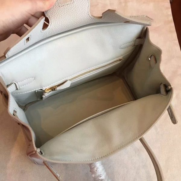 Contrefaçon de créateur Hermes Birkin 30cm sac à main gris perle – Image 3