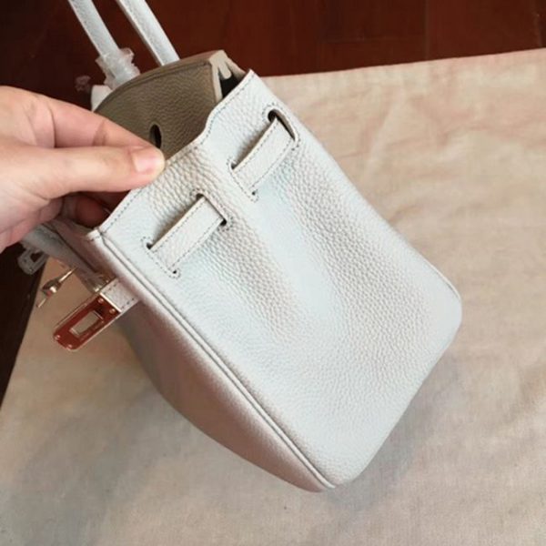 Contrefaçon de créateur Hermes Birkin 30cm sac à main gris perle – Image 5