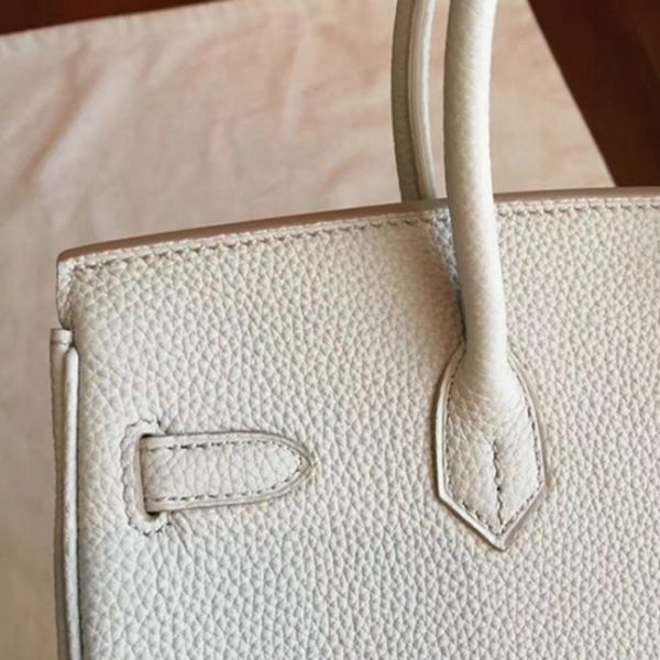 Contrefaçon de créateur Hermes Birkin 30cm sac à main gris perle – Image 6