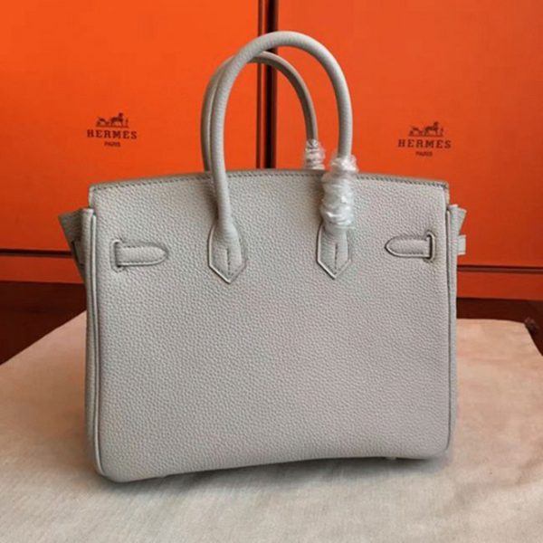 Contrefaçon de créateur Hermes Birkin 30cm sac à main gris perle – Image 7