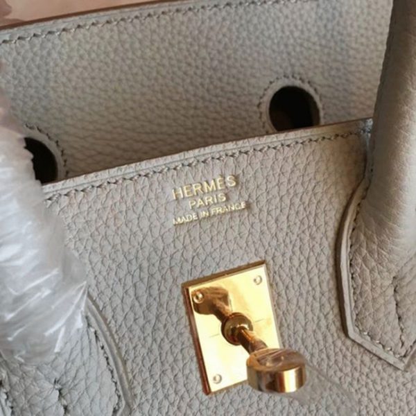 Contrefaçon de créateur Hermes Birkin 30cm sac à main gris perle – Image 8