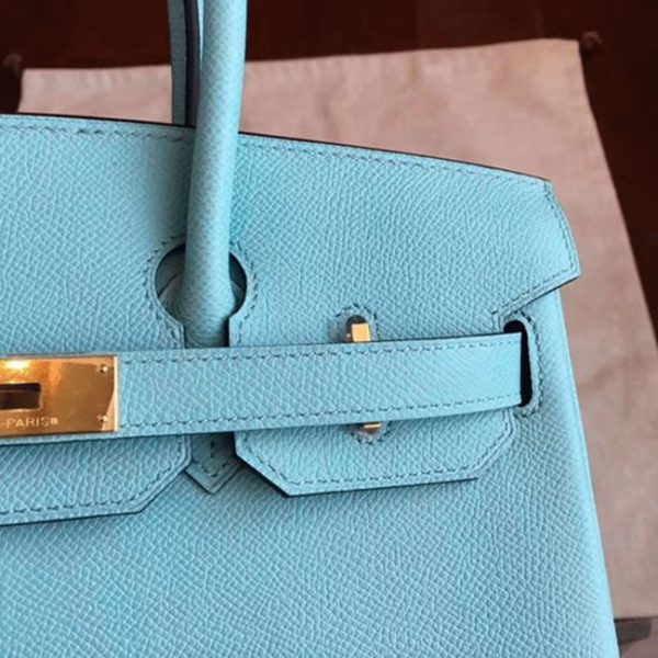 Imitation de luxe Hermes Birkin 30cm sac à main bleu atoll – Image 5