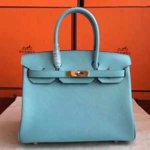 Imitation de luxe Hermes Birkin 30cm sac à main bleu atoll