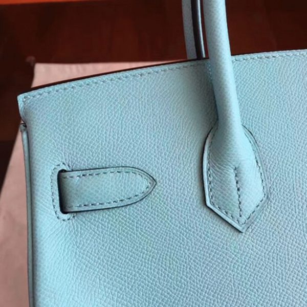 Imitation de luxe Hermes Birkin 30cm sac à main bleu atoll – Image 7