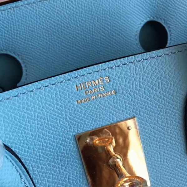 Imitation de luxe Hermes Birkin 30cm sac à main bleu atoll – Image 8