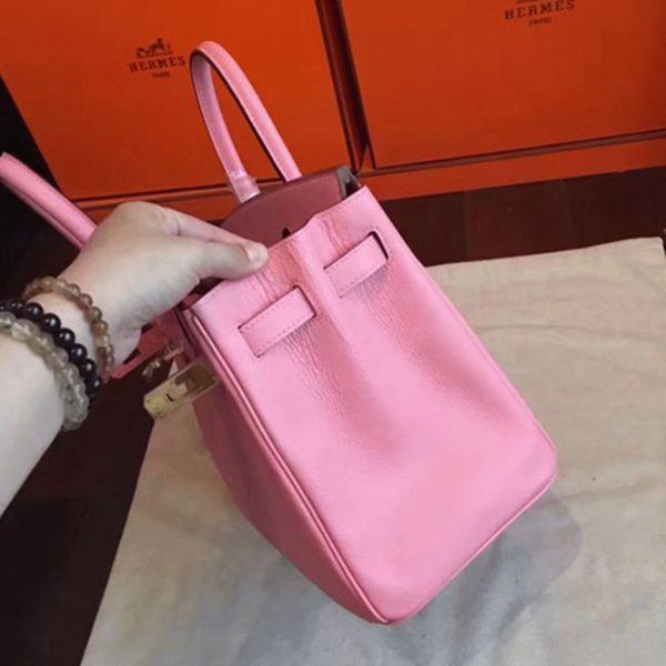 Imitation Hermes Birkin 30cm sac fait main rose – Image 7