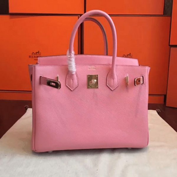 Imitation Hermes Birkin 30cm sac fait main rose – Image 8