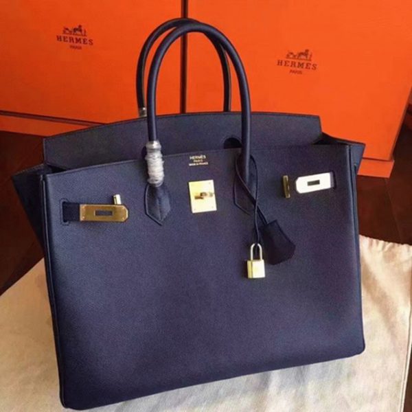Contrefaçon Hermes Birkin 30cm sac à main saphir – Image 7