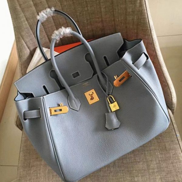 Faux de haute qualité Hermes Birkin 30cm sac à main bleu lin – Image 2