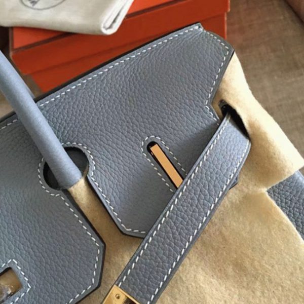Faux de haute qualité Hermes Birkin 30cm sac à main bleu lin – Image 3