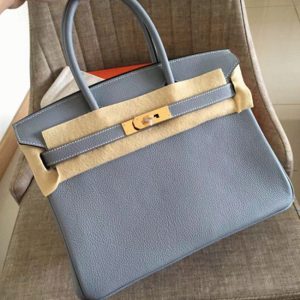 Faux de haute qualité Hermes Birkin 30cm sac à main bleu lin