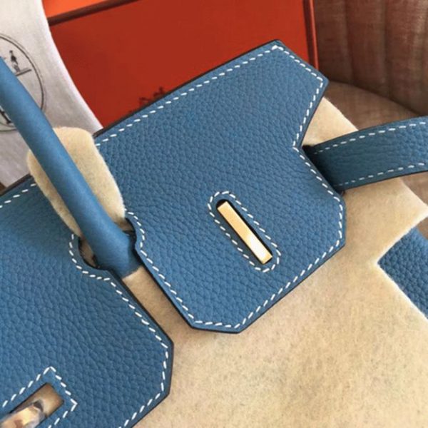 Réplique bon marché Hermes Birkin 30CM sac à main bleu jean – Image 4