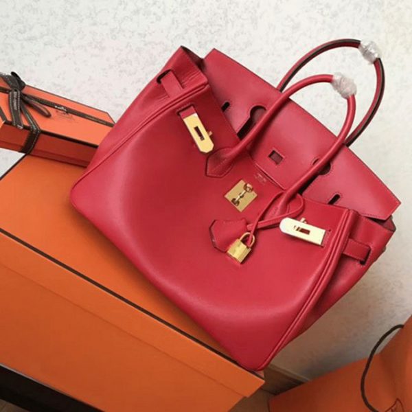 Contrefaçon de luxe Hermes Birkin 30cm sac rouge – Image 6