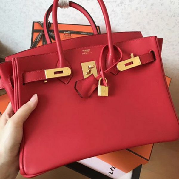 Contrefaçon de luxe Hermes Birkin 30cm sac rouge – Image 7