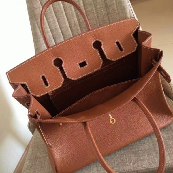 Faux sac de créateur Hermes Birkin 30cm sac à main doré – Image 2