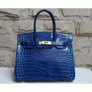 Réplique de haute qualité Hermes Birkin 30cm sac à main bleu électrique