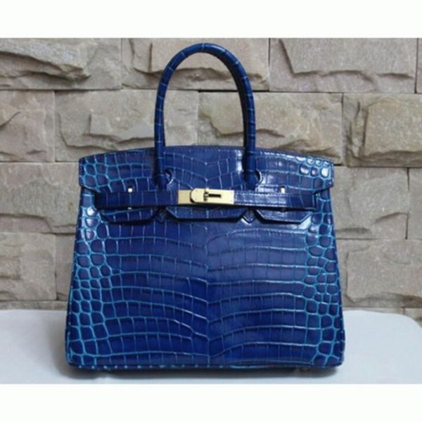 Réplique de haute qualité Hermes Birkin 30cm sac à main bleu électrique