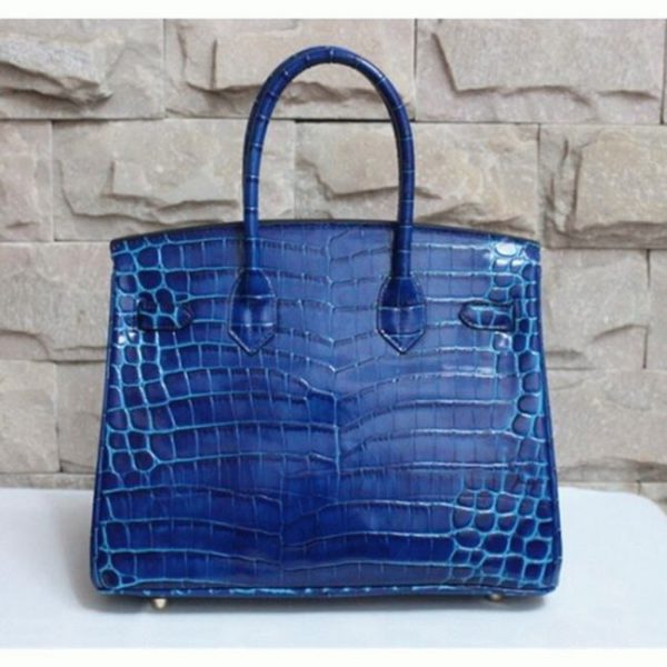 Réplique de haute qualité Hermes Birkin 30cm sac à main bleu électrique – Image 4