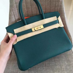 Réplique 1:1 Hermes Birkin 30cm sac à main malachite